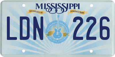 MS license plate LDN226
