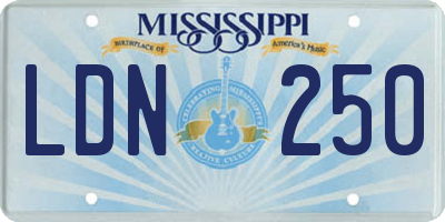 MS license plate LDN250