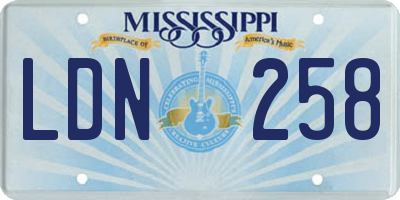 MS license plate LDN258