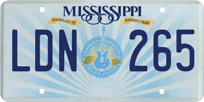 MS license plate LDN265