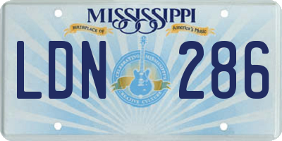 MS license plate LDN286
