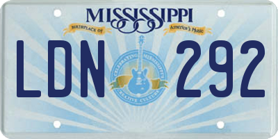 MS license plate LDN292