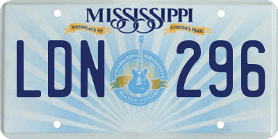 MS license plate LDN296