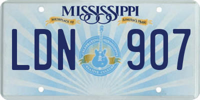 MS license plate LDN907