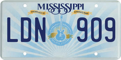 MS license plate LDN909