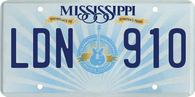 MS license plate LDN910