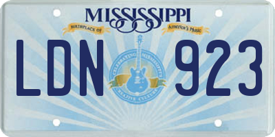 MS license plate LDN923