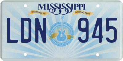 MS license plate LDN945