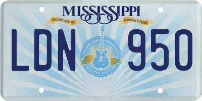 MS license plate LDN950