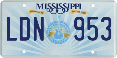 MS license plate LDN953