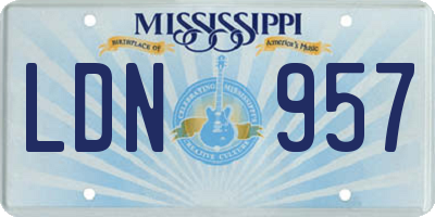 MS license plate LDN957