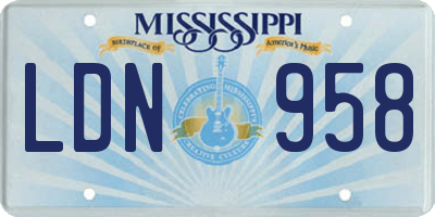 MS license plate LDN958