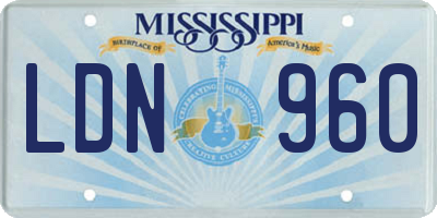 MS license plate LDN960