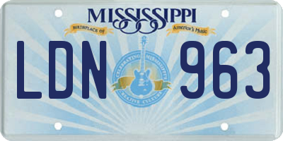 MS license plate LDN963