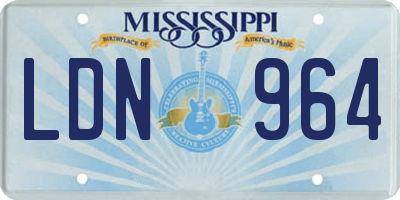 MS license plate LDN964