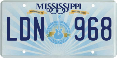 MS license plate LDN968