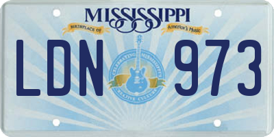MS license plate LDN973
