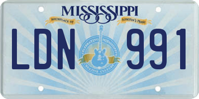 MS license plate LDN991