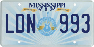 MS license plate LDN993