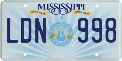 MS license plate LDN998
