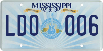 MS license plate LDO006
