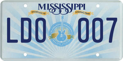 MS license plate LDO007
