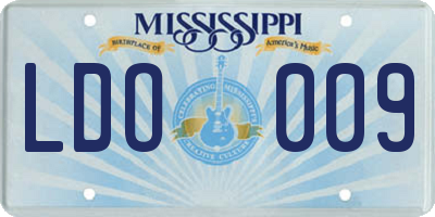 MS license plate LDO009