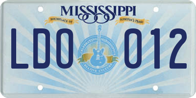 MS license plate LDO012