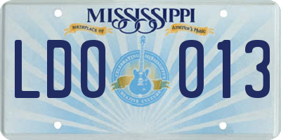 MS license plate LDO013
