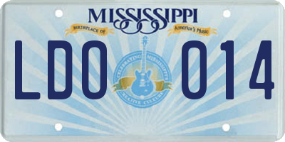 MS license plate LDO014