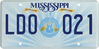 MS license plate LDO021