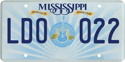MS license plate LDO022