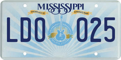 MS license plate LDO025