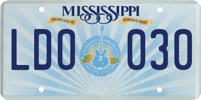 MS license plate LDO030