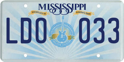 MS license plate LDO033