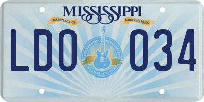 MS license plate LDO034