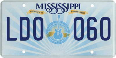 MS license plate LDO060