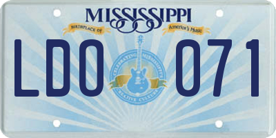 MS license plate LDO071