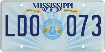 MS license plate LDO073