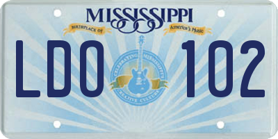 MS license plate LDO102