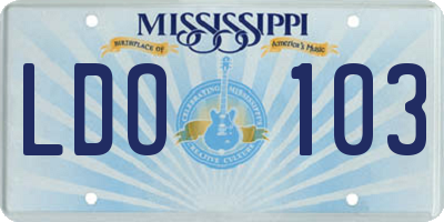 MS license plate LDO103