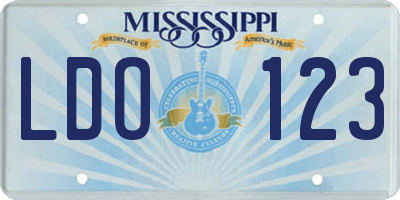 MS license plate LDO123