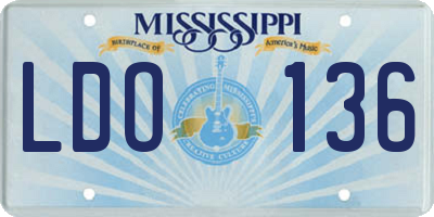 MS license plate LDO136