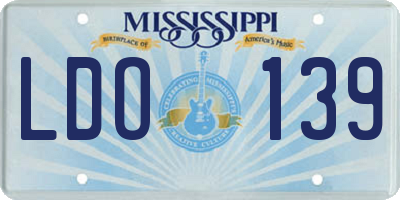 MS license plate LDO139