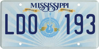 MS license plate LDO193