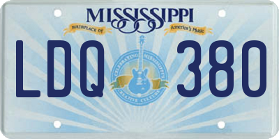 MS license plate LDQ380