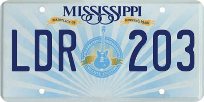 MS license plate LDR203