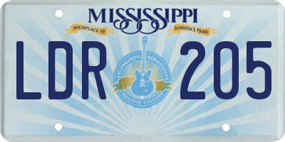 MS license plate LDR205