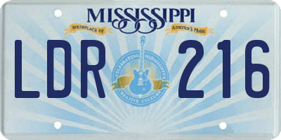 MS license plate LDR216