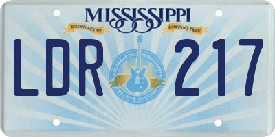 MS license plate LDR217
